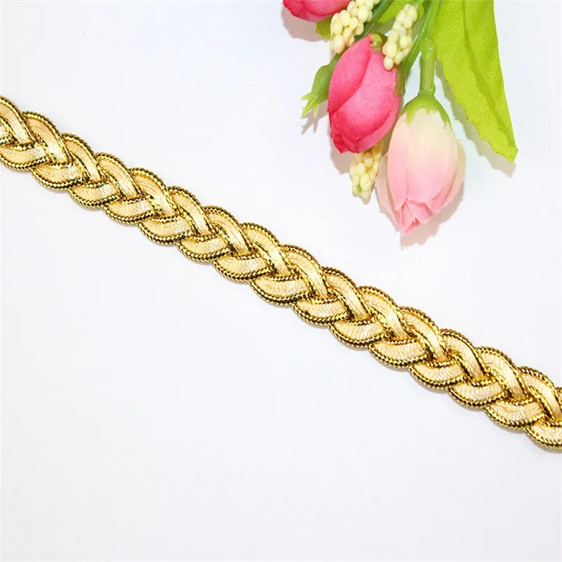 Горячая Распродажа оптовая продажа 20 ярдов золотая тесьма кружевная лента