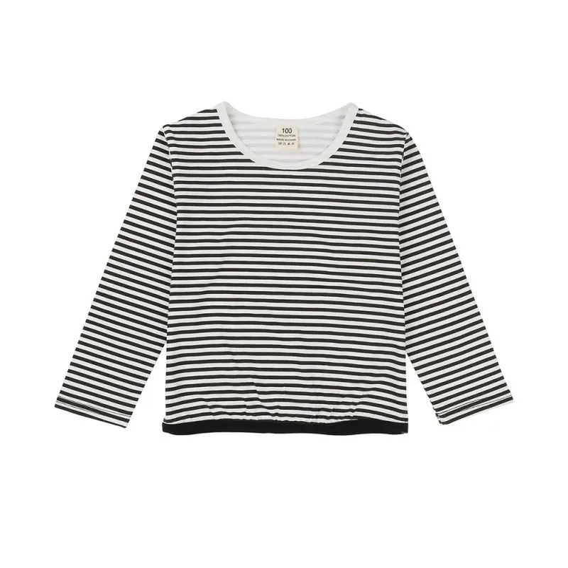 Детские футболки топы в полоску с длинными рукавами для мальчиков и девочек