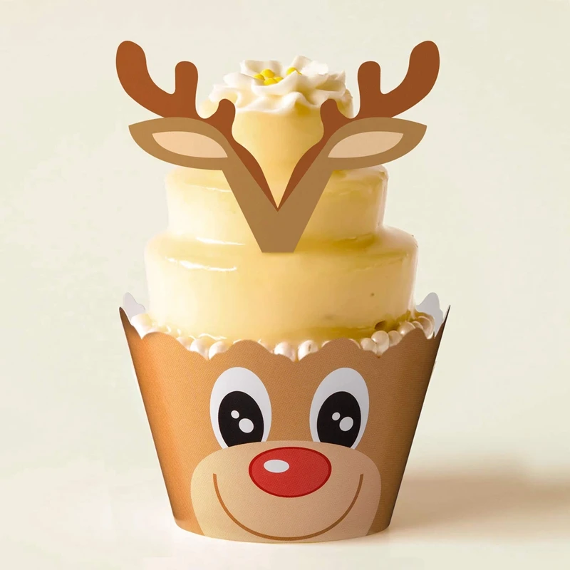 48 комплектов Рождественский капкейк верхушки и обертки вечерние принадлежности