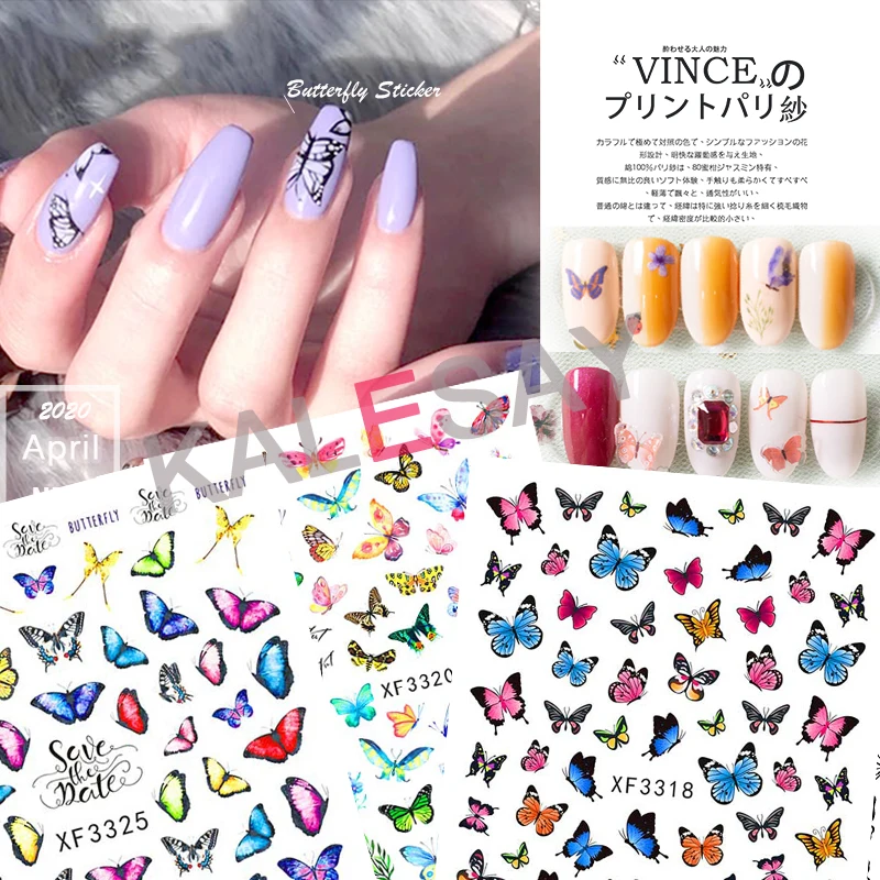 3D Nail Sticker Butterfly Series Art Decals Manicure Design Flower on Nails Decoration Self Adhesive Foil | Красота и здоровье