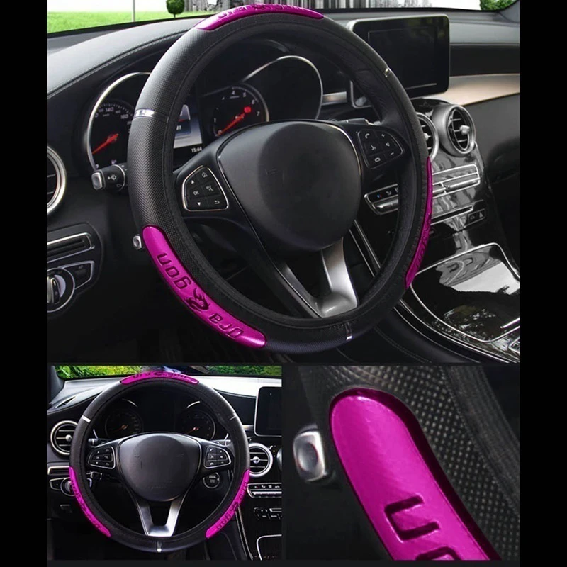 

Dragon Design Car Steering Wheel Cover Steering Wheel Cover Reflective Style Pu Leather Steering-Wheel Car Accessories