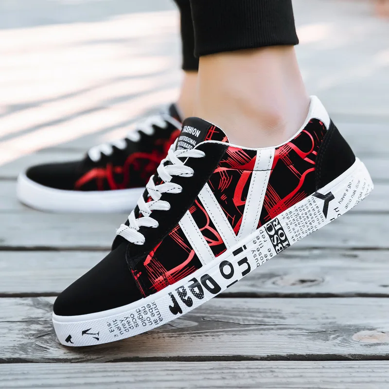 Мужская повседневная парусиновая обувь Модные летние кроссовки с принтом