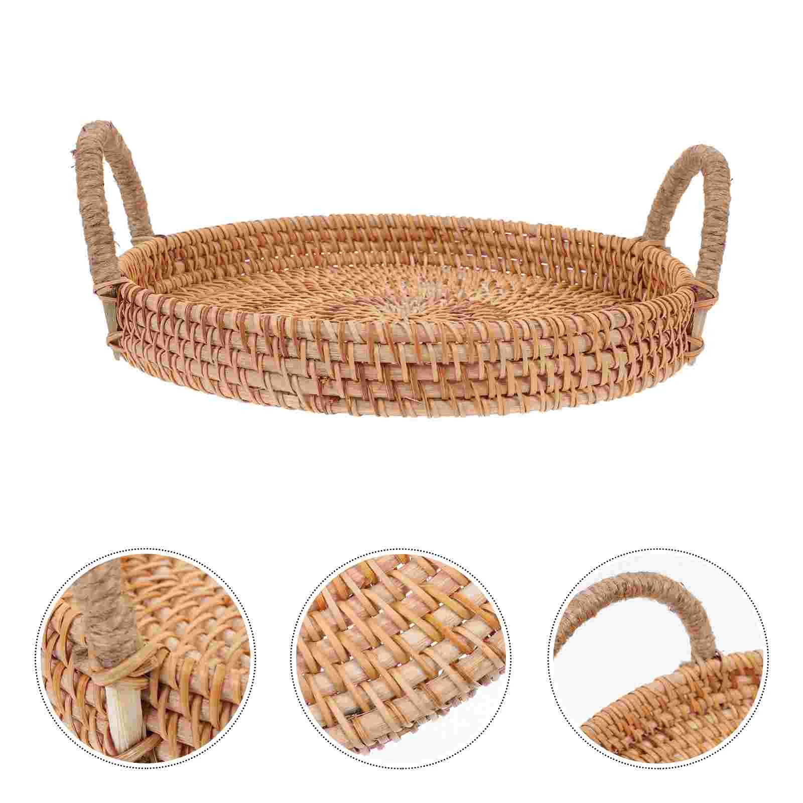 

1Pc Creative Tray Storage Basket Hand-woven Fruit Tray Exquisite Storage Plate