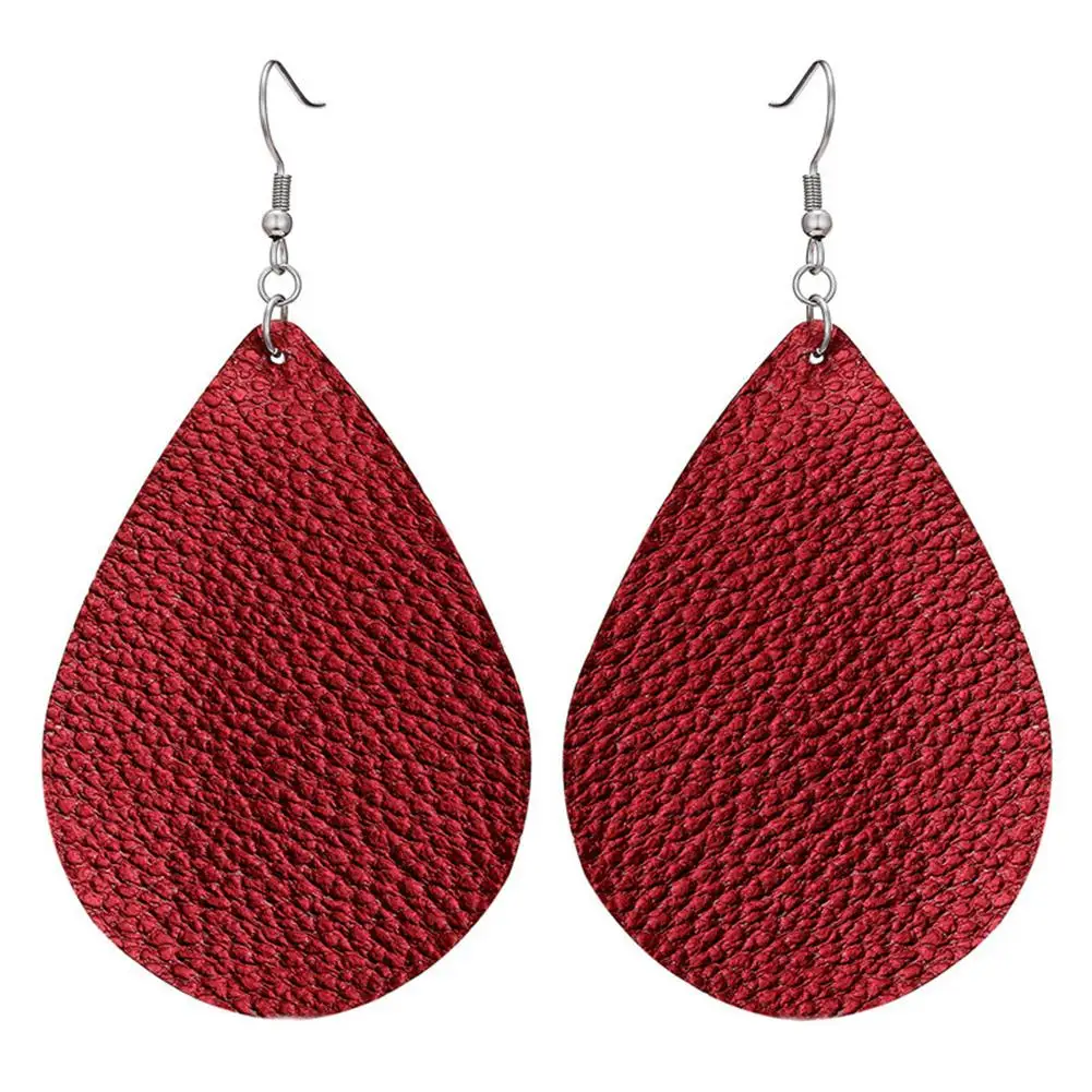 Женские одноцветные серьги в форме капли из искусственной кожи крючки ювелирные
