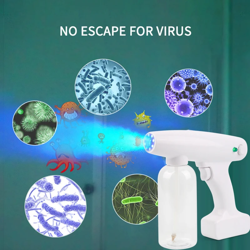 

Wireless Nano Atomization Fogger 2600 MA Blue Light Disinfection Steam Gun Spray Household Sprinkler Garden USB Charging Sprayer