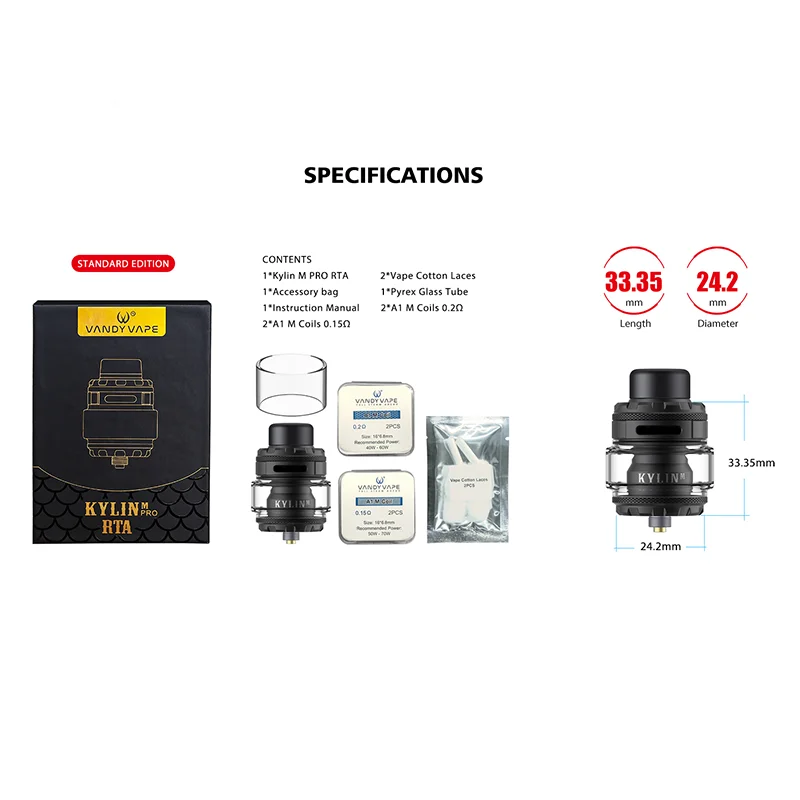 Оригинальная электронная сигарета Vandy Vape Kylin M PRO RTA Tank 6 мл/8 мл A1 | Электроника - Фото №1