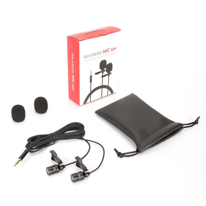 Профессиональный микрофон с двумя головками Lavalier конденсаторный камера для iPhone