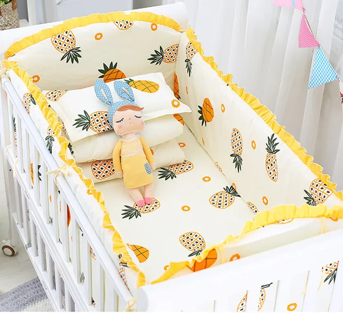 

6/9PCS pineapple kids bed bumper infant crib set newborn Nursery Bedding Baby Bed Fence Newborn 120*60/120*70cm
