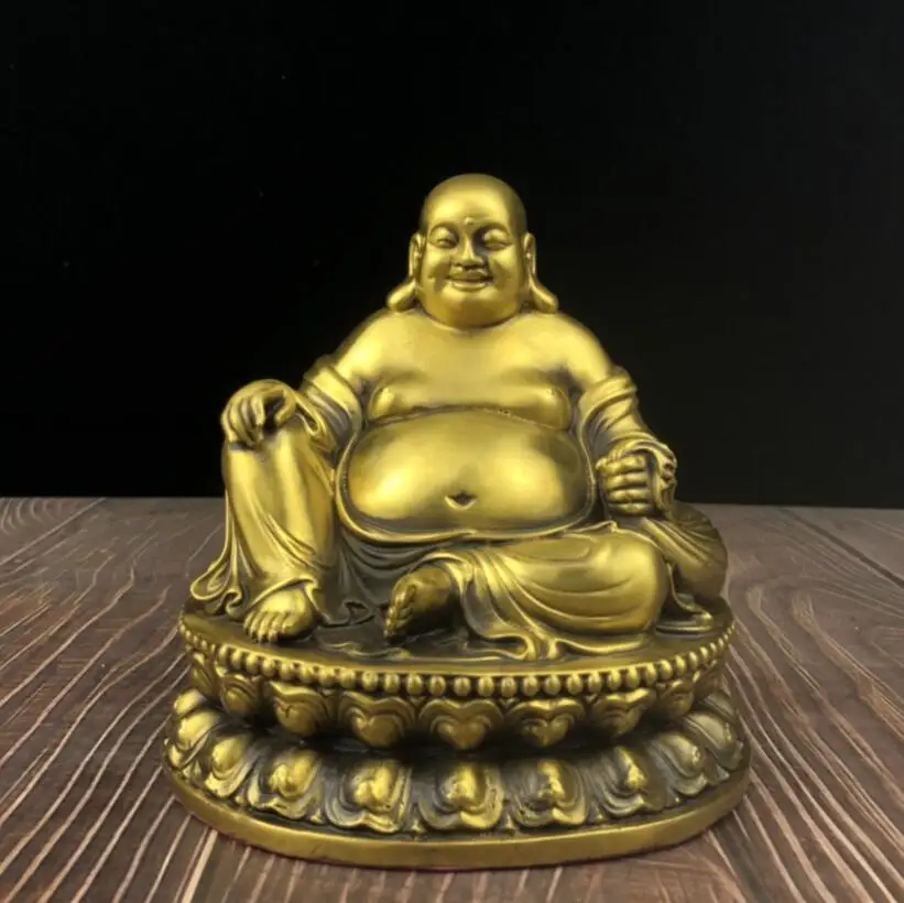 Красивая латунная Статуэтка seiko лотос улыбающееся лицо Будда Майтрея домашний