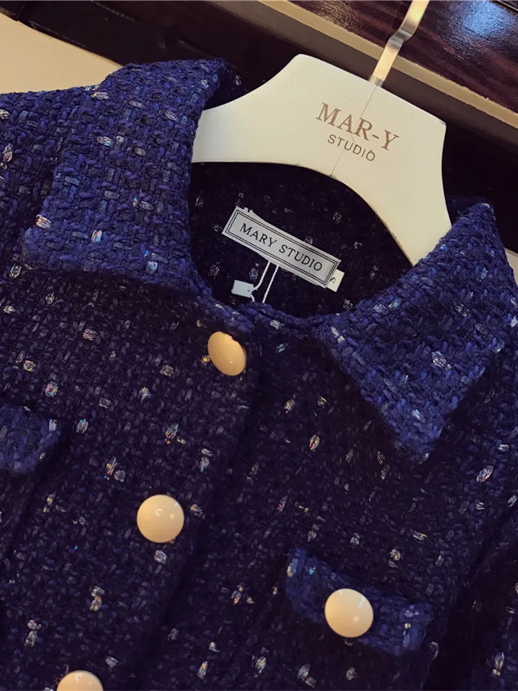 Женский твидовый короткий пиджак + облегающая шерстяная юбка в стиле ретро