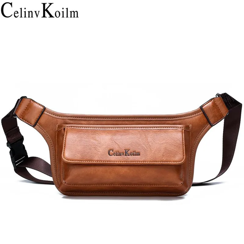 Celinv Koilm Men Waist Bag Pack Casual Functional Phone Belt Bag Male Unisex Crossbody Sling Bag for Belt Leather Chest Pouch