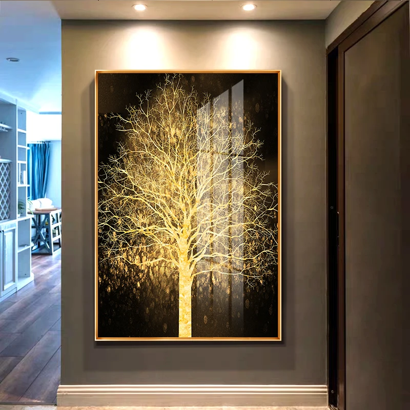

Abstract Stretched Canvas Painting Tree of Sparklers in the Dark Gold prints Wall Art print Home Decor for Bedroom Decoration