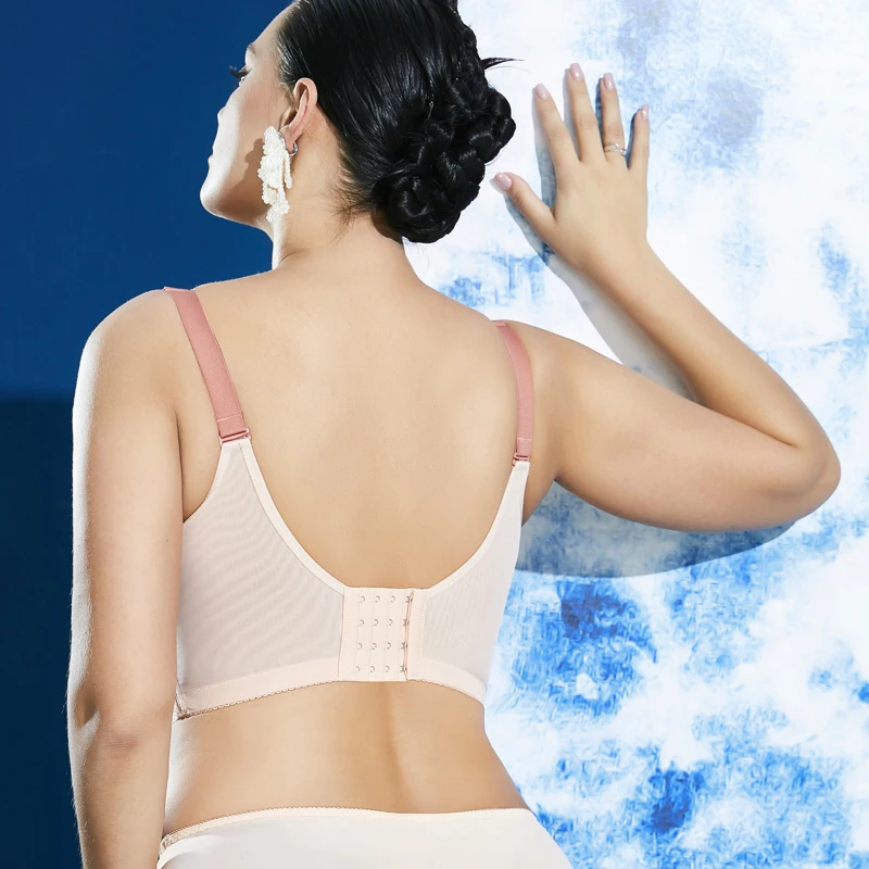 Women's Non Padded Underwire Full Coverage Sheer Lace Supportive Minimizer Bra 34 36 38 40 42 44 46 B C D E F G H I J