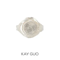 customized kay guo x junwei lin signet texture stamp ring 925 sterling silver texture design ring