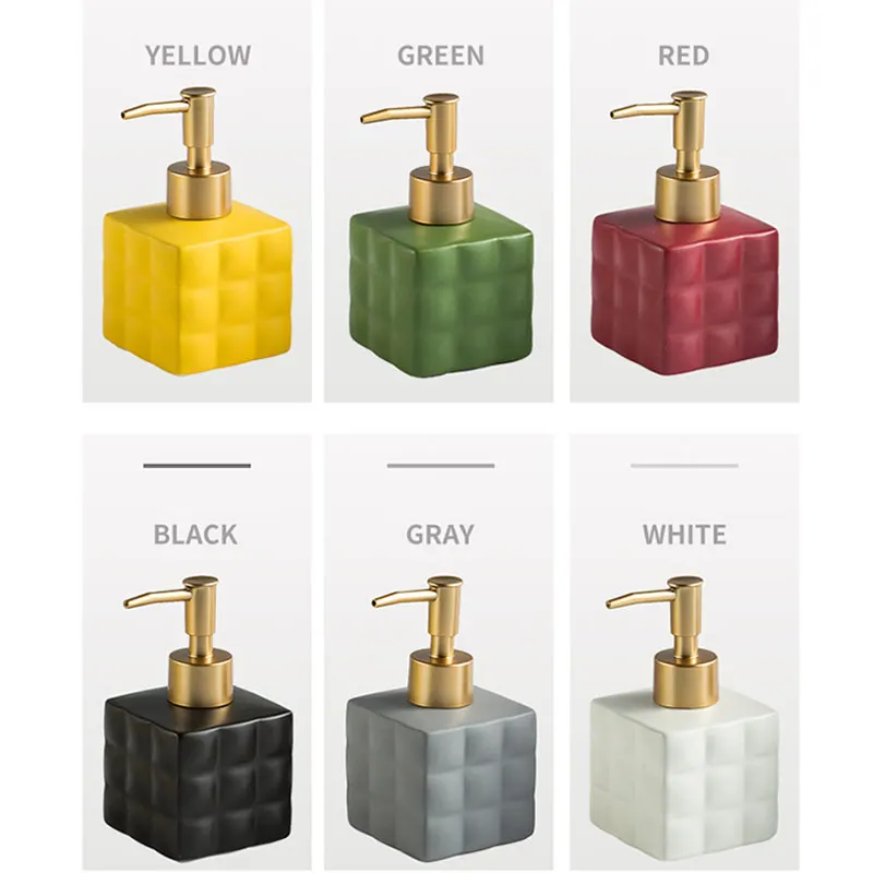 

Unique Design Square Soap Dispenser Bathroom Accessories Nordic Home Ceramic Shampoo Bottle Liquid Soap Dispenser Holder