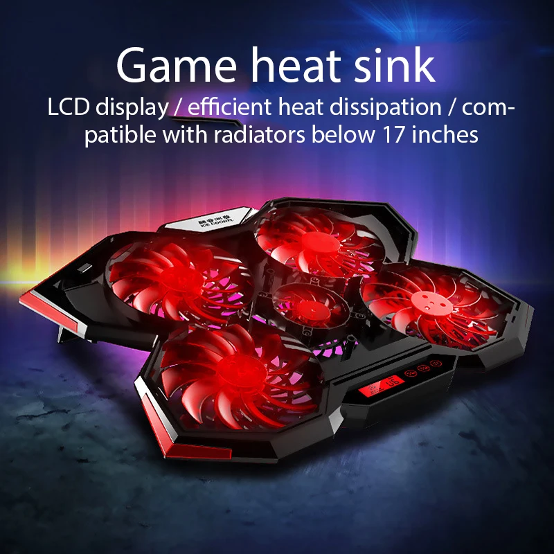 Охлаждающая подставка для ноутбука с 5 вентиляторами регулируемая macbook air/pro 12 13 14