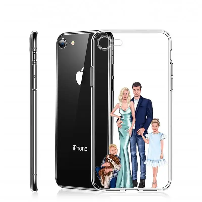 

Mother baby girl family fashion pattern Phone Case Transparent for iPhone 6 7 8 11 12 s mini pro X XS XR MAX Plus