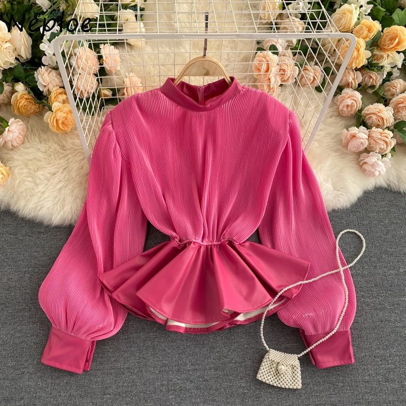 Neploe фонарь рукав из кусков тонкая талия оборками рубашка осень элегантные