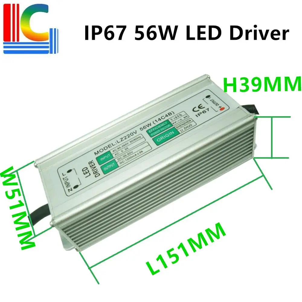 Водонепроницаемый источник питания IP67 56 Вт светодиодный адаптер для драйвера 1200