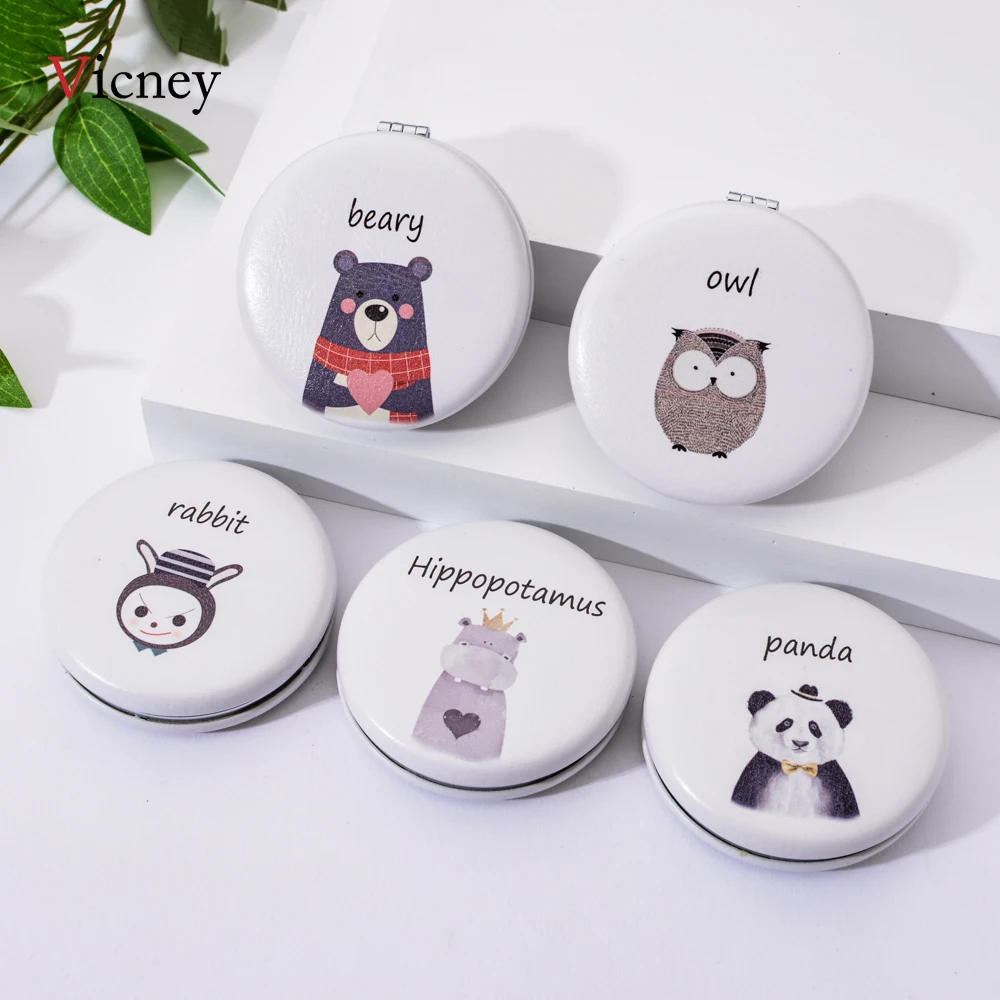 Vicney милое животное мини Макияж Компактный Карманный мультфильм зеркало