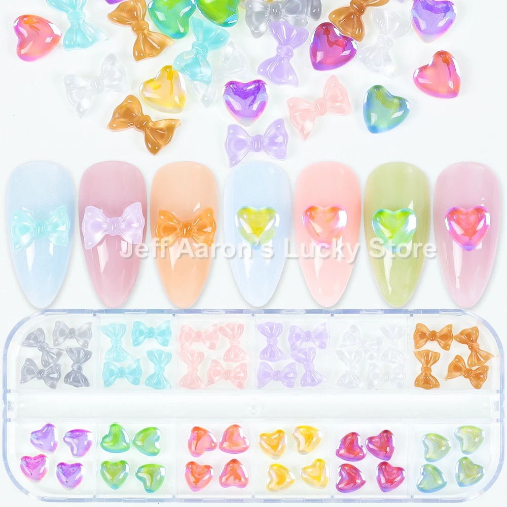 

1 Box Mixed 3D Bear Flower Butterfly Bow Tie Nails Accesorios Supplies For Professional Nail Art decoration Charms Manicure Kit