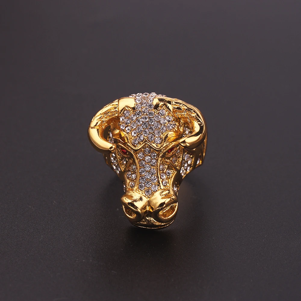 Европейская и американская мода голова быка металлическое кольцо властителя