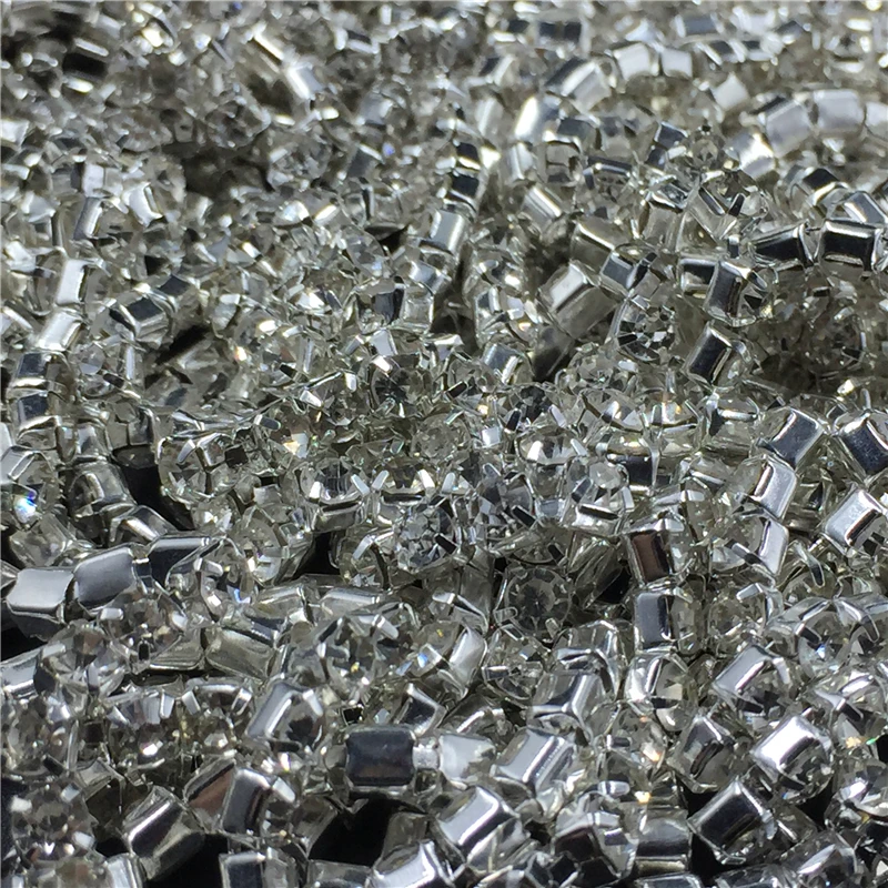 1 метр Белый Кристалл Стразы Серебряная цепочка для DIY ювелирных изделий Ремесла