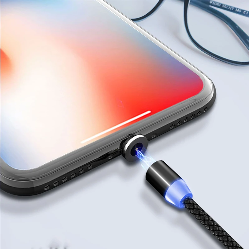 360 светодиодный магнитный зарядный кабель для IOS XR XS MAX X 8 7 6 6S Plus мобильный телефон