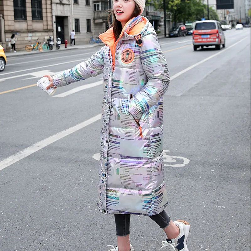 High Quality Women Down Cotton Coat Female Parkas 2021 New Fashion Winter Hooded Thick Glossy Letter Women Cotton Coat NBH351