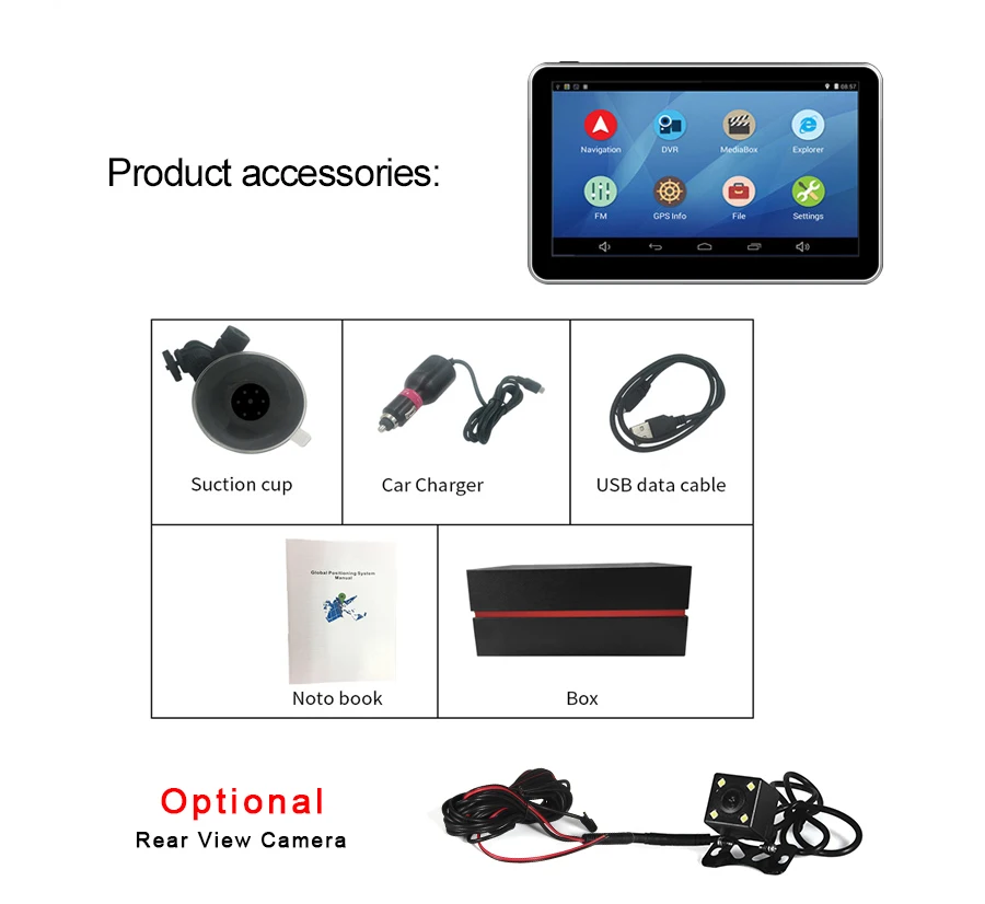Anfilite 7 дюймов dash cam с gps синий зуб андроида wifi Quad-core 1,3 ГГц gps навигации Камера Регистраторы автомобиля Регистраторы