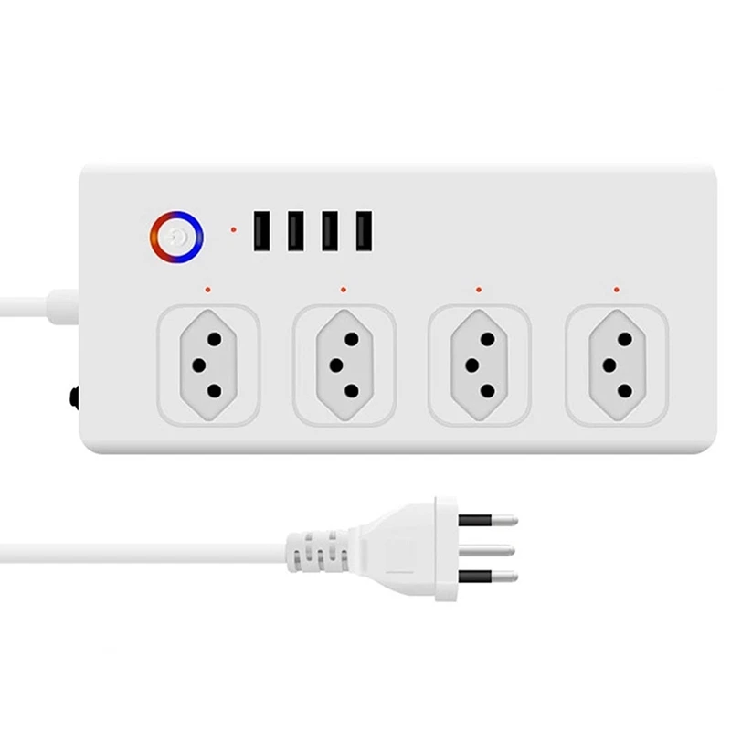 

WiFi Smart Power Strip with 4 Outlets 4USB Ports,1.4M Extension Cord Voice Works for Alexa, Google Home (Brazil Plug)