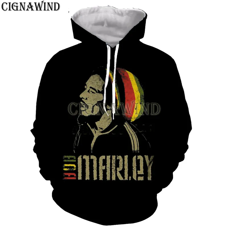 Толстовка Мужская/женская с 3D-принтом Свитшот в стиле хип-хоп певец Боб Марли