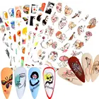9 шт.компл. забавные наклейки для лица с ручной росписью, наклейки для ногтей с изображением цветов, бабочек, алфавита, животных