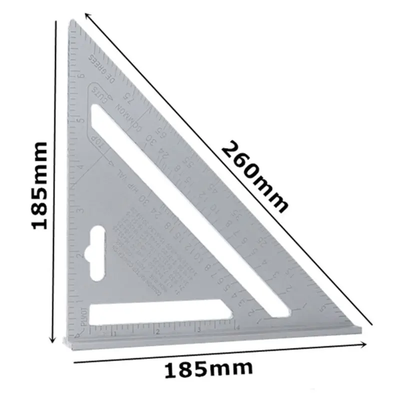 

7inch Triangle Ruler Aluminum Alloy Angle Protractor Speed Metric /Imperial