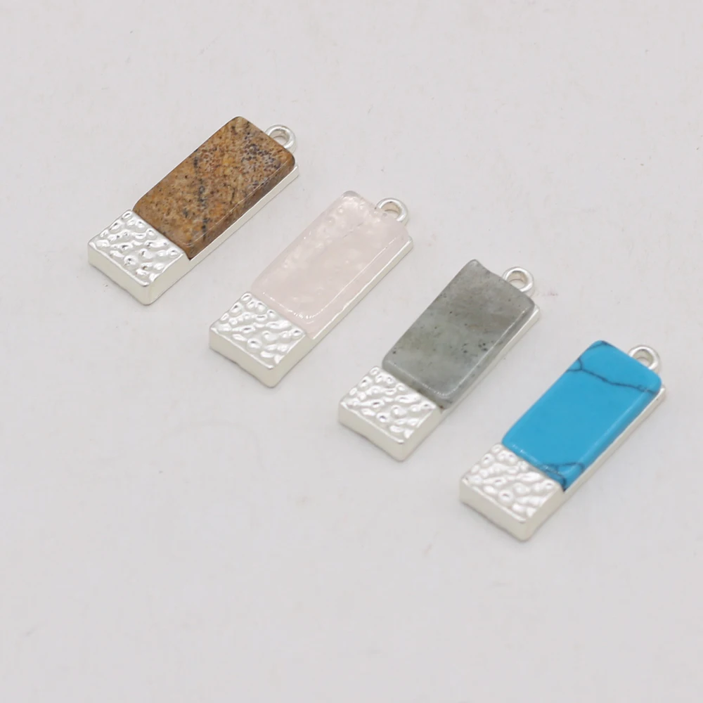 

Natural Stone Pendant Fashion and Creativity Rectangle Pendant for Making Women Jwelry DIY Necklaces Accessories Size 9x26mm