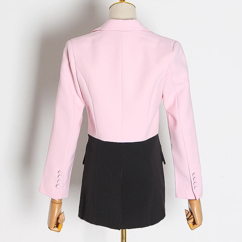 Женский офисный Блейзер контрастных цветов на одной пуговице|Женские пиджаки| |