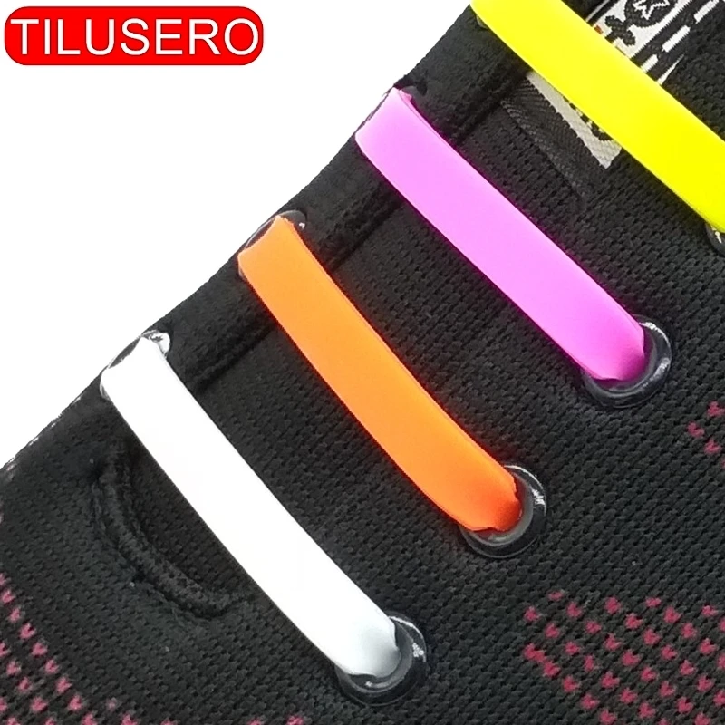 

12pcs/lot Non-Polluting Shoes Laces No Tie Elastic Silicone Shoelaces For Various people Lacing Shoes Rubber Shoelace