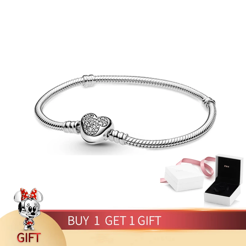 

100% Sterling Silver Lovely Classic Snake Chain Women Fit Charms 925 Original Bracelet Silver Beads Bangle Jewelry Gift With Box