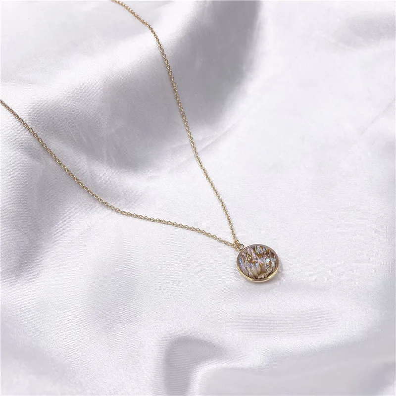 

Fashion Net Red Ins Style Shell Necklace Temperament Natural Fritillaria New Stainless Steel Women's Sweater Chain