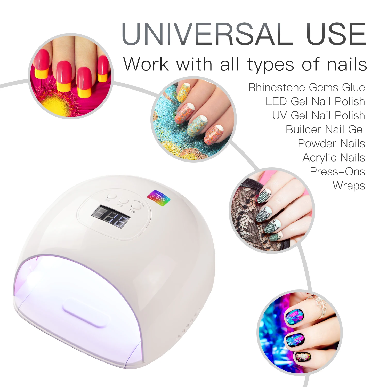 Светодиодная УФ лампа для ногтей 72 Вт более быстрая Сушилка Гель лак салона
