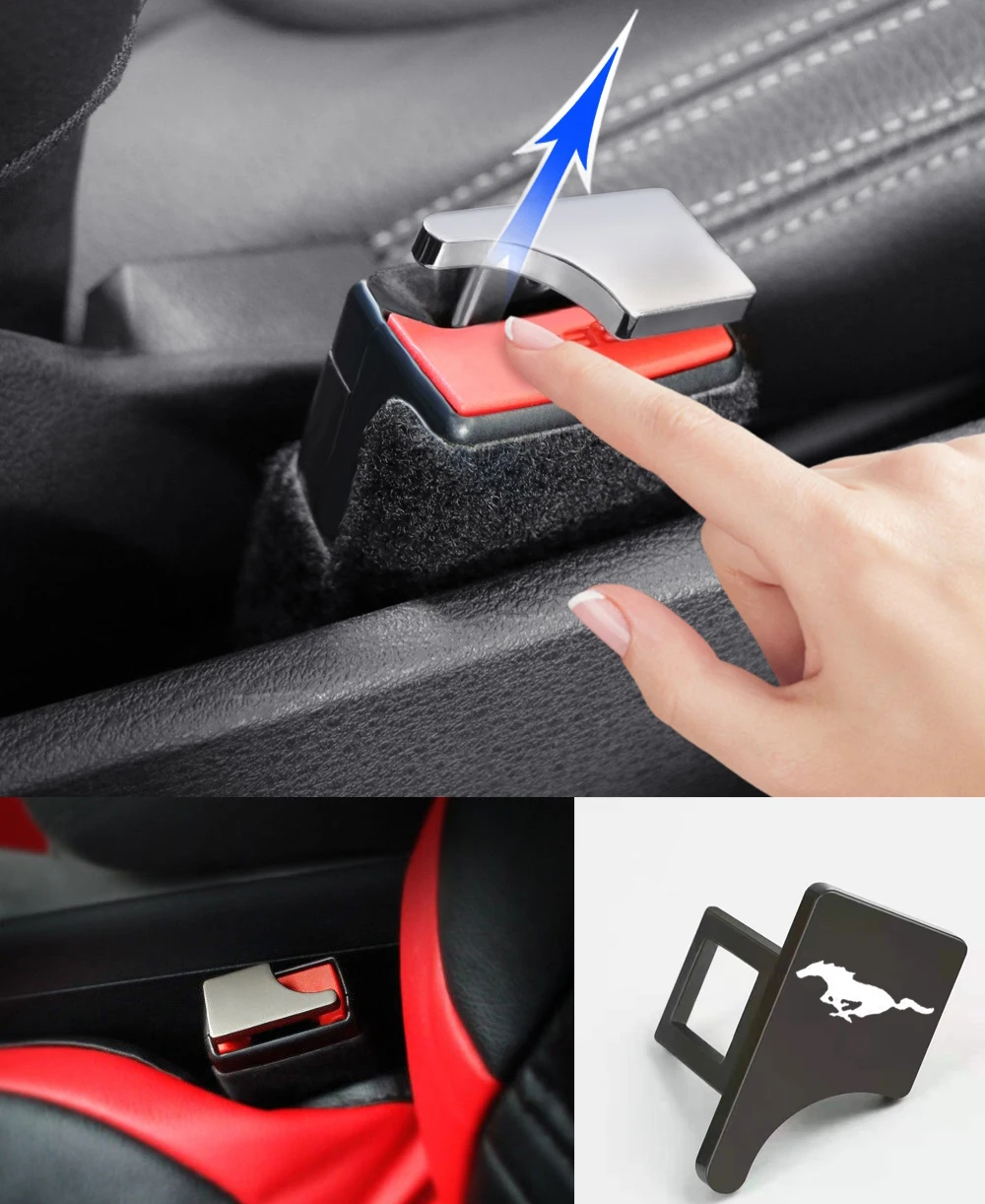 

Zinc Alloy Car Seat Belt Clip Concealed Seat Belt Buckle For Ford Mustang GT SHELBY Car Accessories Custom Logo