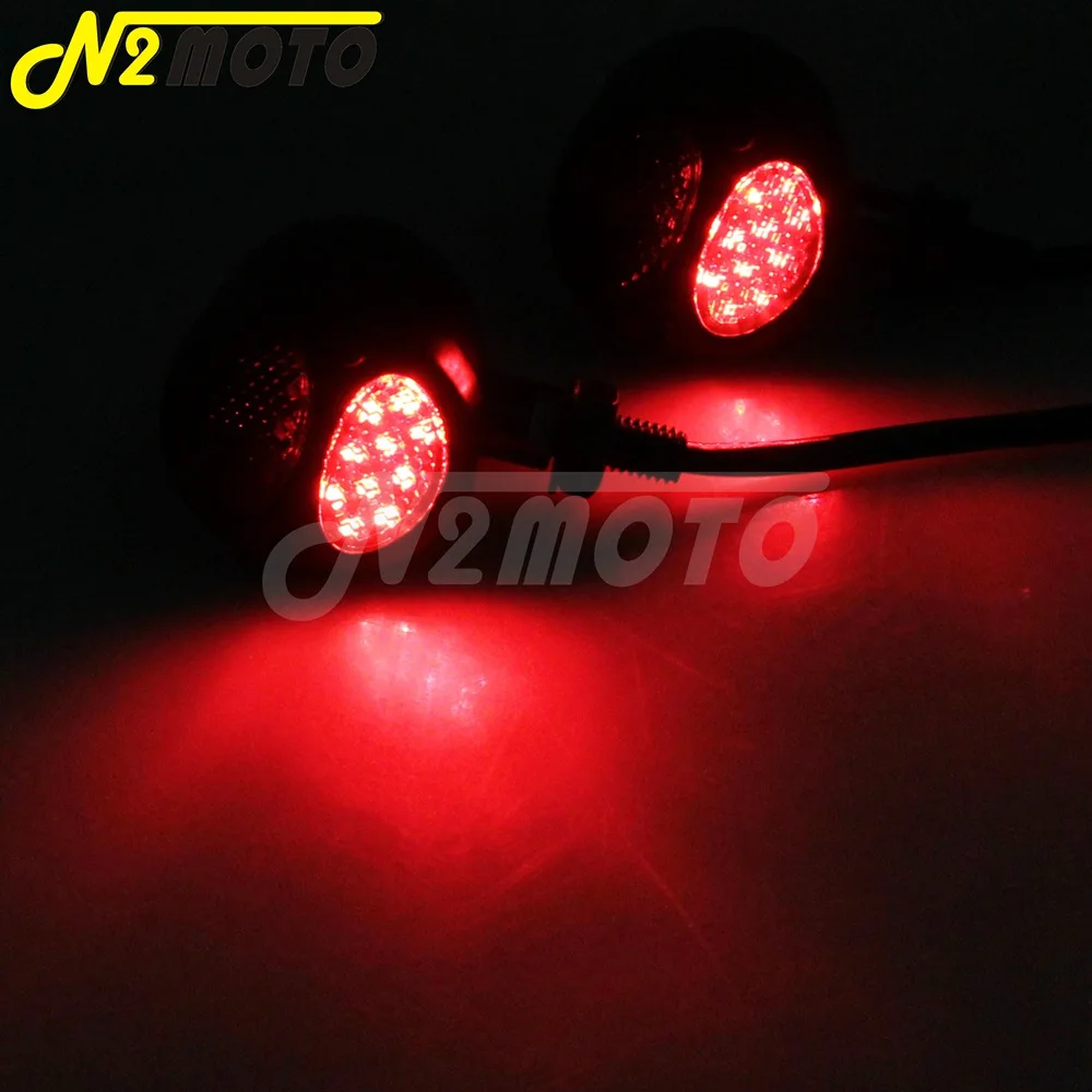 Хромированный светодиодный поворотник для мотоцикла Красный с янтарным