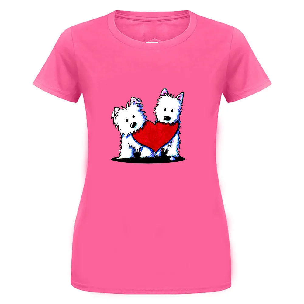 women pink Футболка с надписью «Inktastic This Girl Loves Her Westie», домашние животные, Западный Хайленд, белый терьер, одежда для улицы, футболка - Цвет: women pink