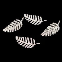 6pcs silver plated rhinestone leaf pendants fashion earrings bracelet metal accessories diy charms jewelry crafts making 3314mm