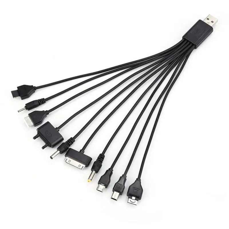 HOT! Quality 10 In 1 Universal Flexible USB 2.0 Version To Multi Plug Cell Phone Charger Cable For Samsung HTC LG Sony Huawei