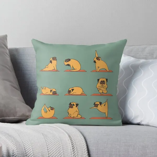 

Pug Yoga Soft Decorative Throw Pillow Cover Print Pillow Case Waist Cushion Cover Wedding Bed Decor Pillows NOT Included