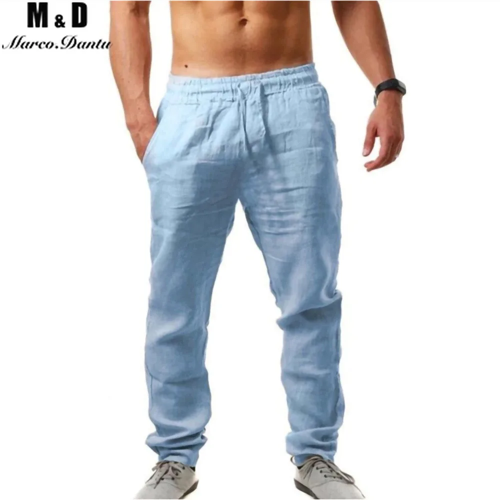 Новинка 2021 мужские брюки из хлопка и льна летние дышащие однотонные льняные