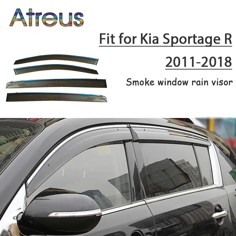 

Козырек Atreus для дождя и дыма, автомобильный дефлектор для защиты от ветра из АБС-пластика для Kia Sportage R 2012 2013 2014 2015 2016 2017, 1 комплект, аксессуары