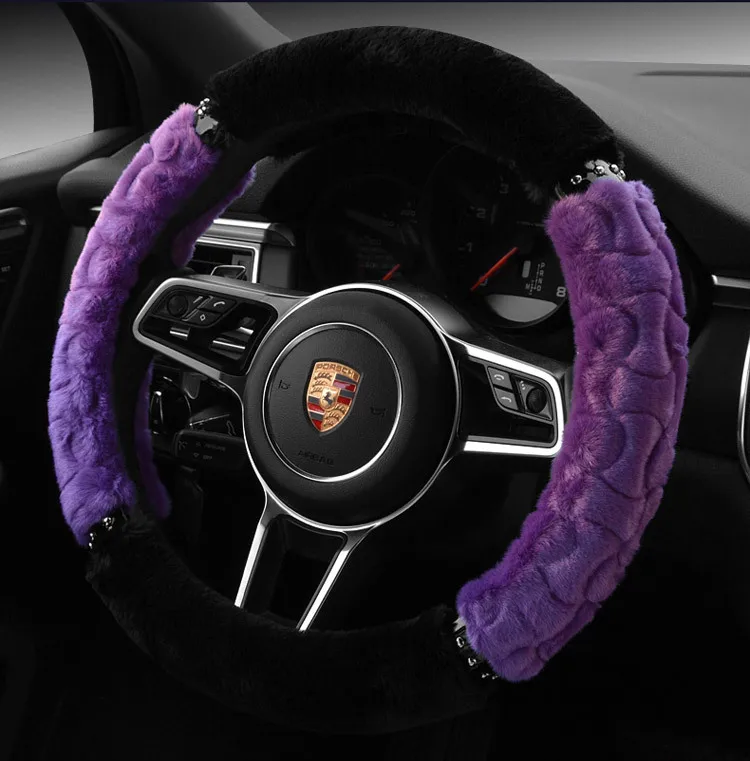 Чехол на руль зимняя короткая плюшевая автомобильная ручка средний размер 38 см