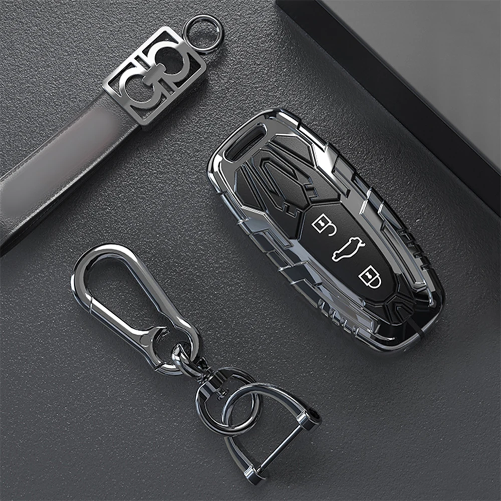 

Новый чехол для автомобильного смарт-ключа с дистанционным управлением из цинкового сплава 3BTN, чехол-брелок для Audi A6L A7 A8 Q8 E-tron C8 D5 2019 2020, авто...